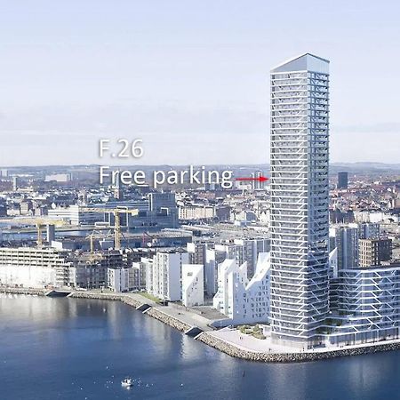 26-Etage Lejlighed Med Utrolig Havudsigt Århus Buitenkant foto