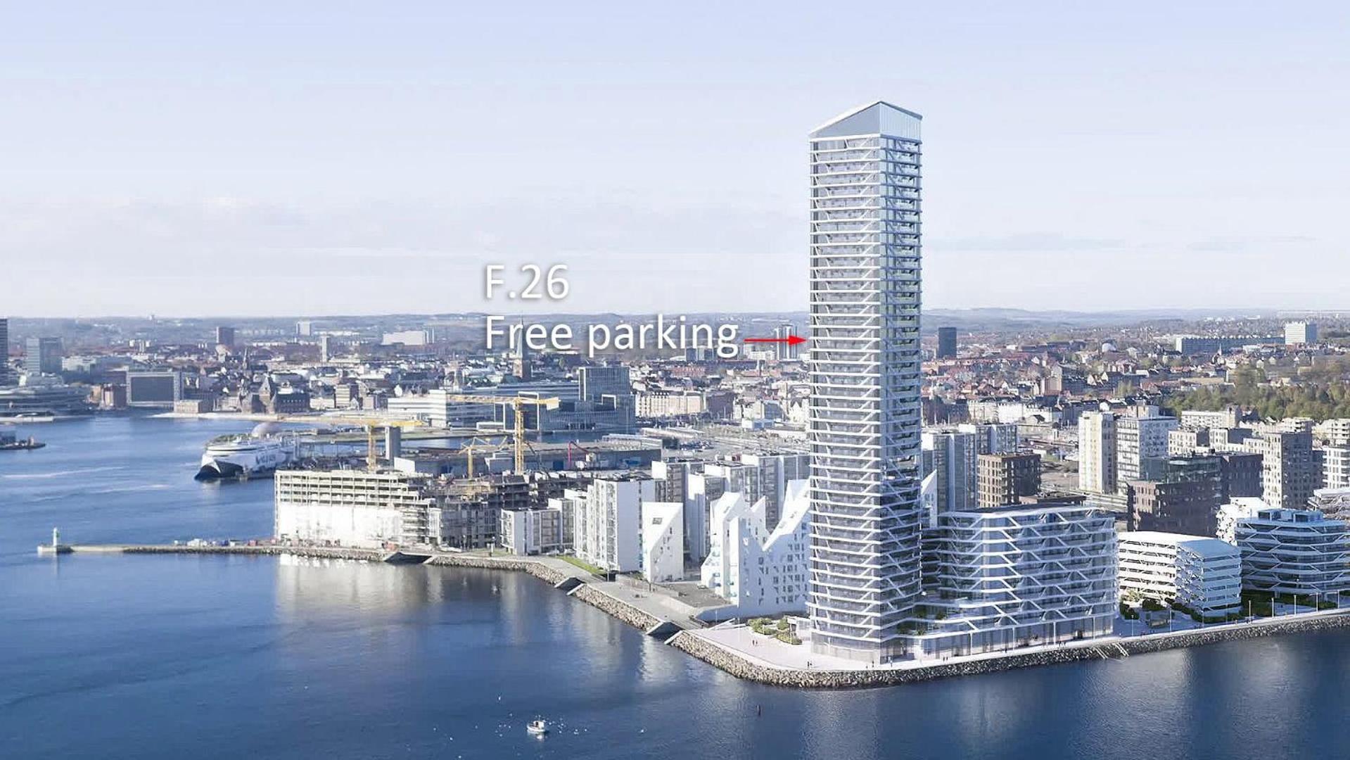 26-Etage Lejlighed Med Utrolig Havudsigt Århus Buitenkant foto